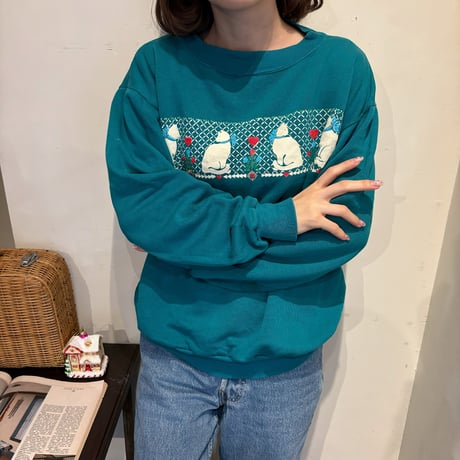 Vintage cat&heart green sweat