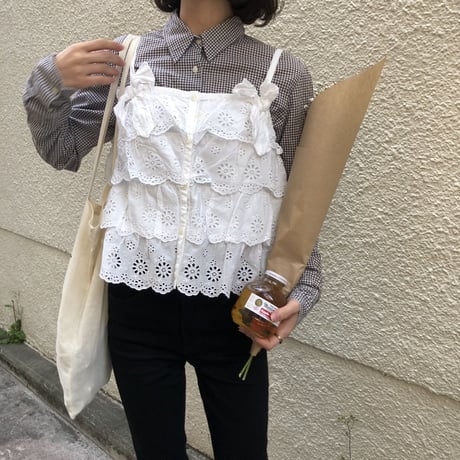 brown ginghamcheck shirt