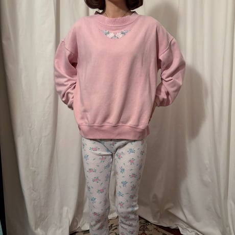 Vintage rose embroidery lace design sweat