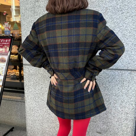 Vintage British check wool coat