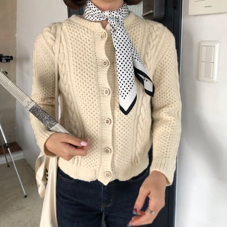 Vintage scarf【 black × white】