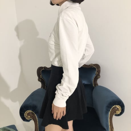 Used polo shirt white<long sleeve>