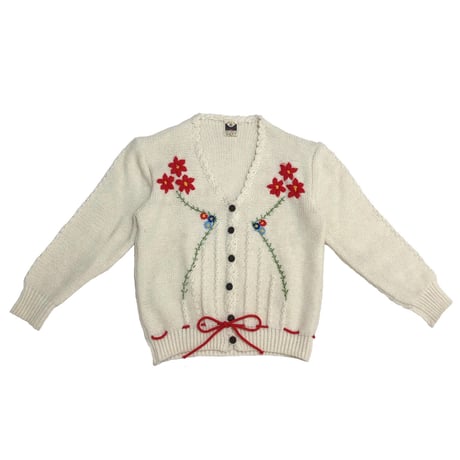 White flower embroidery cardigan