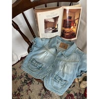 Vintage ribbon pocket mini denim jacket