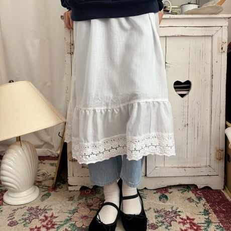 Vintage cotton floral lace skirt