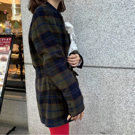 Vintage British check wool coat