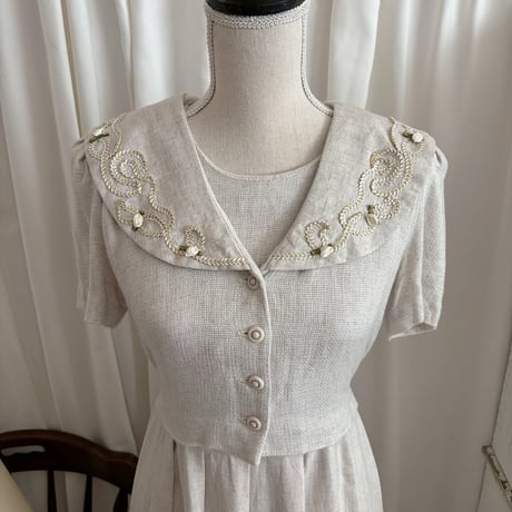 Vintage rose linen one-piece