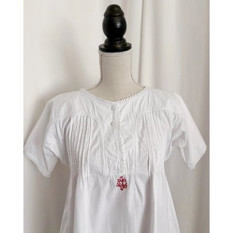 Vintage monogram embroidery cotton dress