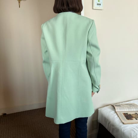 Vintage mint collarless spring coat