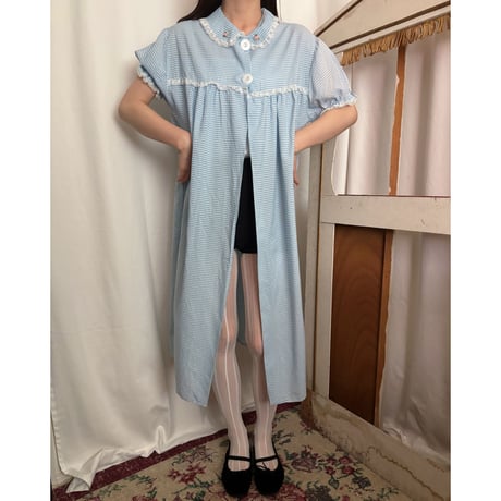 Vintage baby blue gingham check one-piece