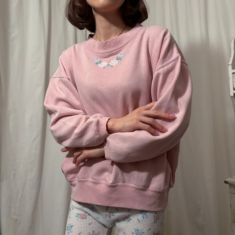 Vintage rose embroidery lace design sweat