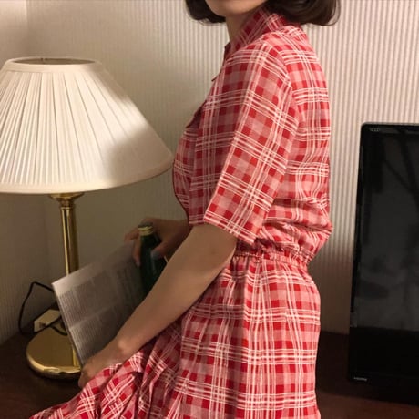 red check lovely one-piece