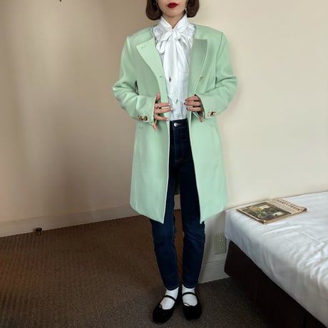 Vintage mint collarless spring coat