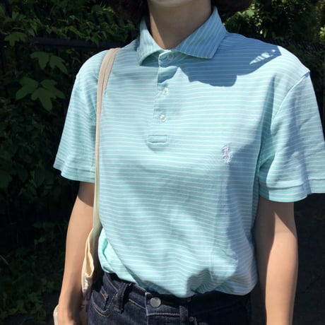 Used Polo shirt【Mint×Stripe】