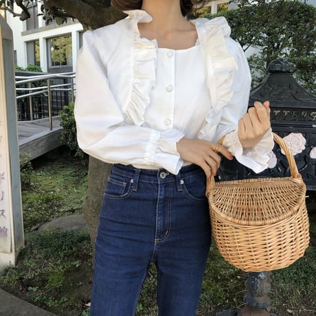 White frill blouse