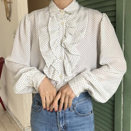 Vintage dot frill blouse