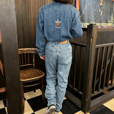 Vintage Mickey embroidery denim shirt