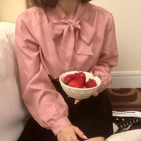 Milk pink bowtie blouse