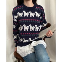 Vintage lovely cat pattern knit