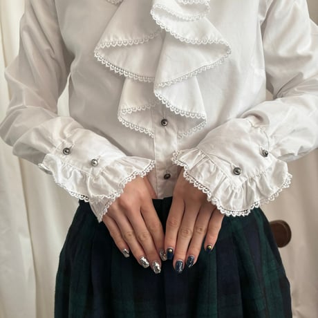 Vintage girly frill white blouse