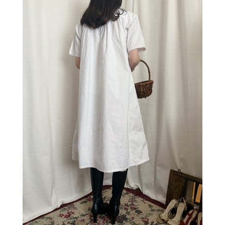Vintage monogram embroidery cotton dress