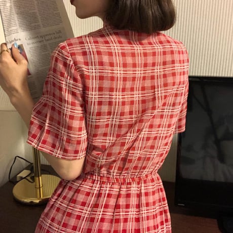 red check lovely one-piece