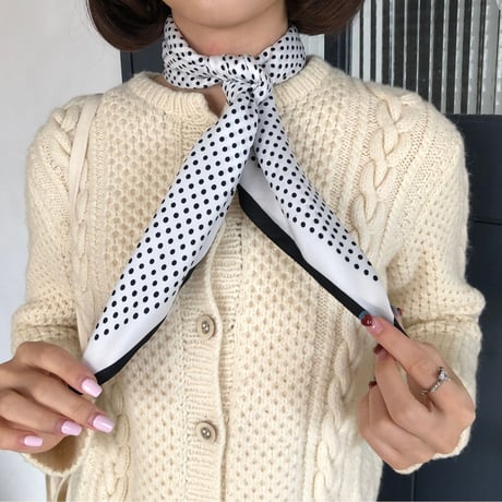 Vintage scarf【 black × white】
