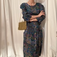Vintage gobelins pattern gold button one-piece