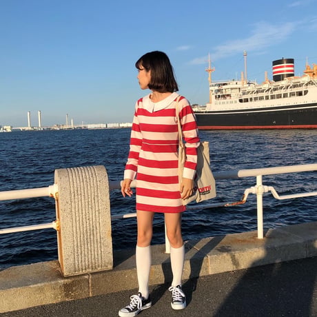 Classical girl stripe one-piece