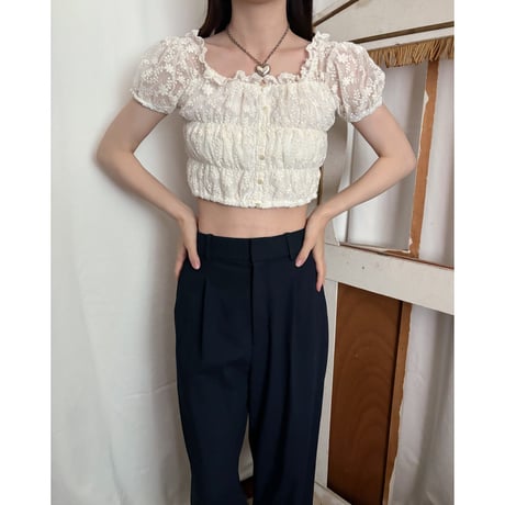 Vintage mini floral lace tops