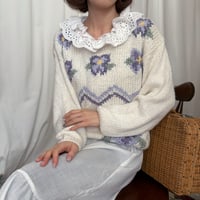 Vintage girly purple floral knit