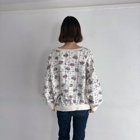 Vintage rose check pattern sweat
