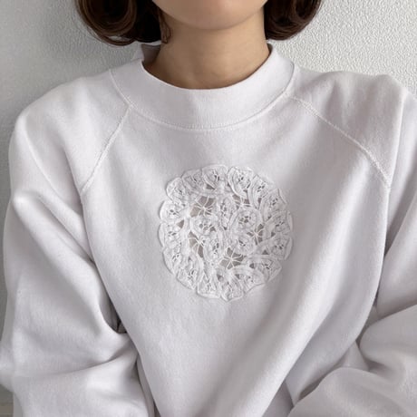 Vintage white cotton lace sweat