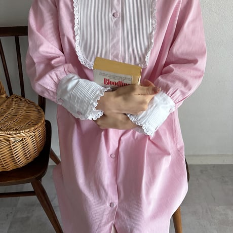 Vintage waitress pink stripe one-piece