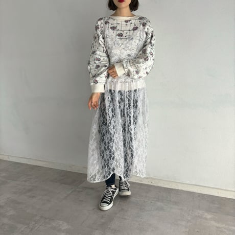 Vintage rose check pattern sweat