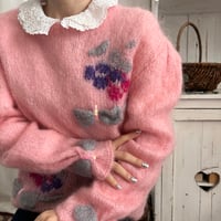 Vintage pink mohair ribbon knit