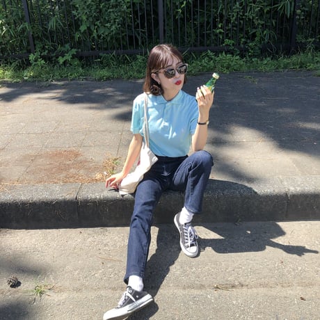Used Polo shirt【Mint×Stripe】