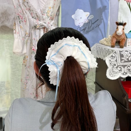 Vintage chou chou<frill baby blue ribbon>