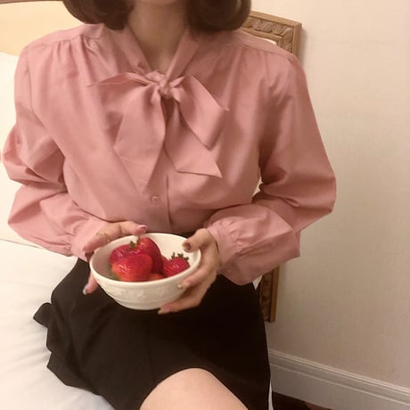 Milk pink bowtie blouse