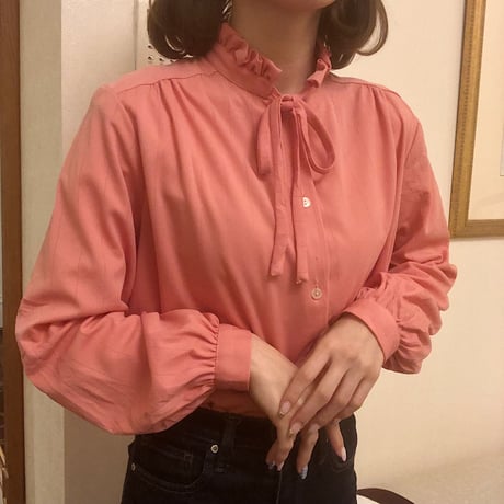Orange pink stripe  blouse