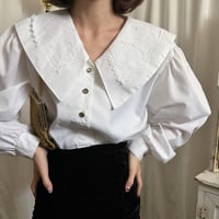 Vintage cotton lace collar blouse