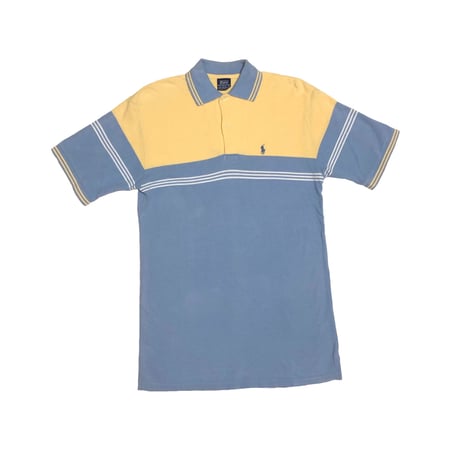 【Used polo shirt】lemon yellow × baby blue