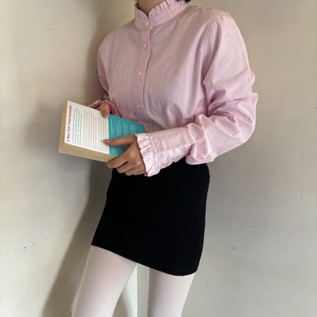 Vintage pink frill stripe blouse