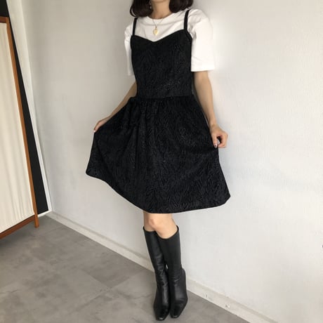 Vintage glitter ribbon black one-piece