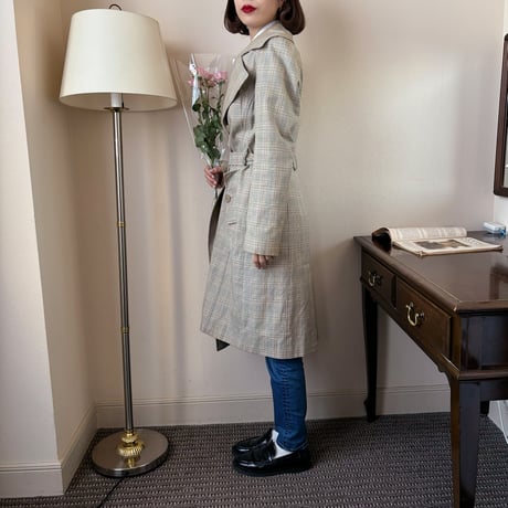 Vintage glen check trench coat