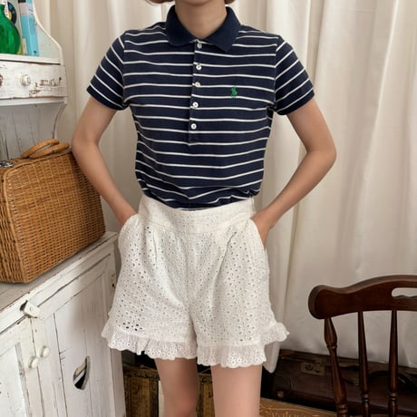 Used Polo shirt【navy×stripe】
