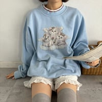 Vintage baby blue cat angel sweat