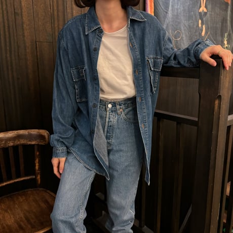 Vintage Mickey embroidery denim shirt