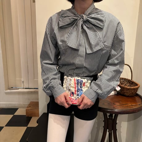 Vintage stripe bowtie blouse