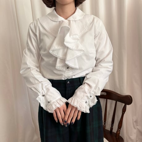 Vintage girly frill white blouse